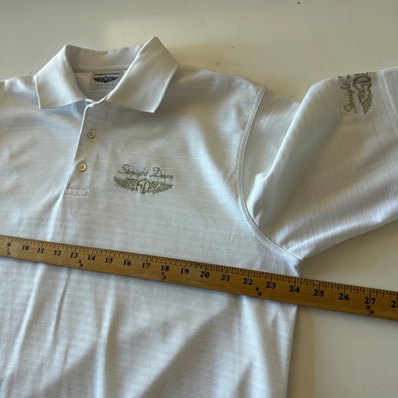 Straight Down Golf Pure White Textured Big Embroidered Logo Polo Mens MEDIUM - Picture 5 of 6